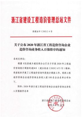 2020年浙江省工程造價(jià)咨詢(xún)企業(yè)業(yè)務(wù)收入百?gòu)?qiáng)全景解析